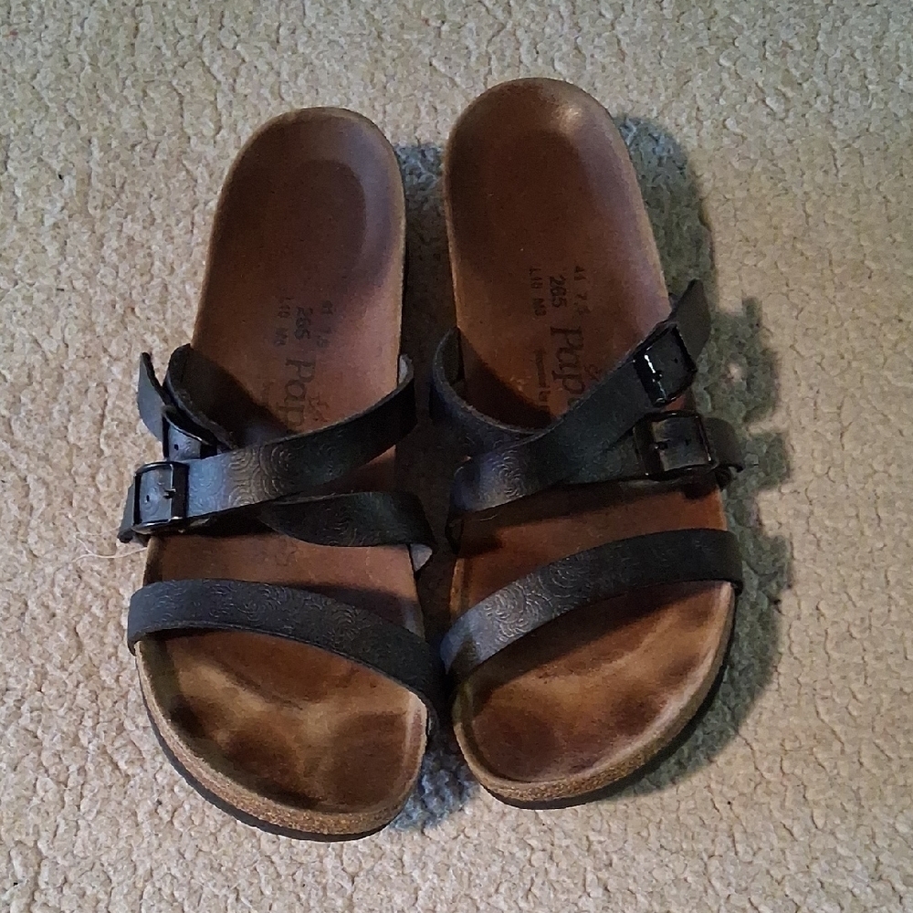 Papillio By Birkenstock Dark Black & Brown Buckle Sandals